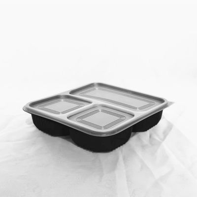 192 X 192mm Black Disposable Plastic Container Plastic Takeaway Containers With Lids