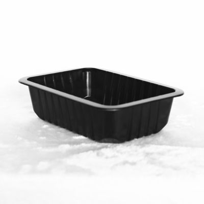 200 X 140 X 55 MM Black Disposable Plastic Tray PP Food Tray Fresh Fruit