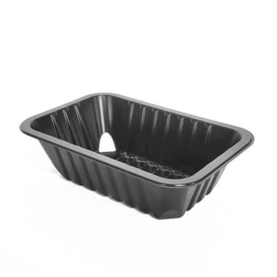 214 X 138 X 60MM Disposable Rectangular Trays Black Disposable Plastic Meal Tray