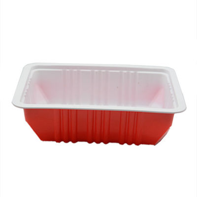 210 X 158 X 55MM Disposable Plastic Tray PP Red Square  For Food Package
