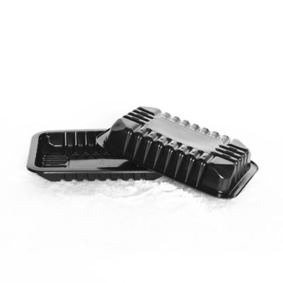 200 X 140 X 20 MM Disposable Plastic Food Trays Black Disposable Vegetable Tray